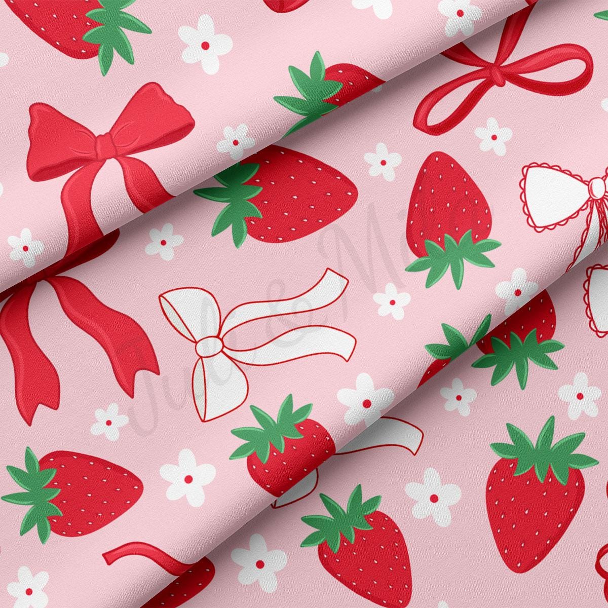 a close up of a pink background with strawberries