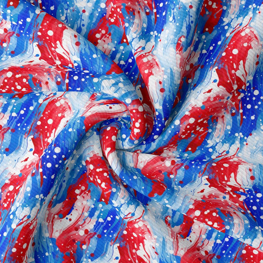 a red, white, and blue print fabric