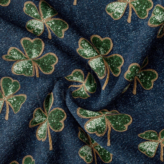 a close up of a fabric with shamrocks on it