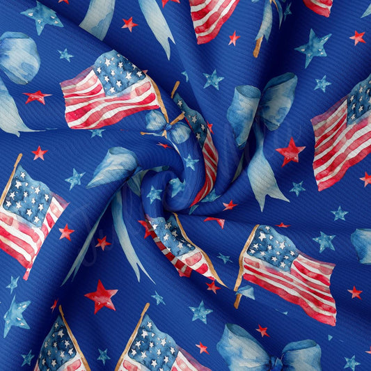a blue background with stars and an american flag