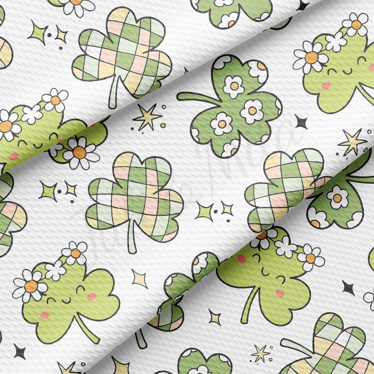 a pattern of shamrocks and clovers on a white background