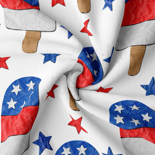 a white fabric with red, white, and blue stars