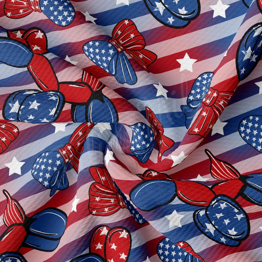 a red, white, and blue pattern with boxing gloves on it