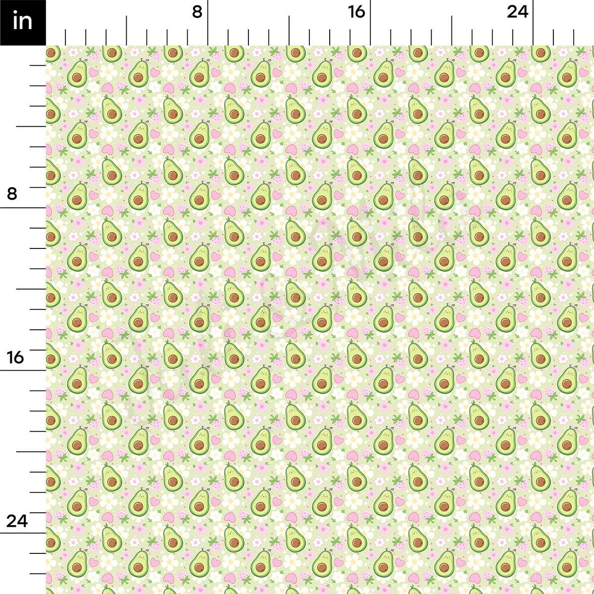 a ruler with a pattern of avocados on it