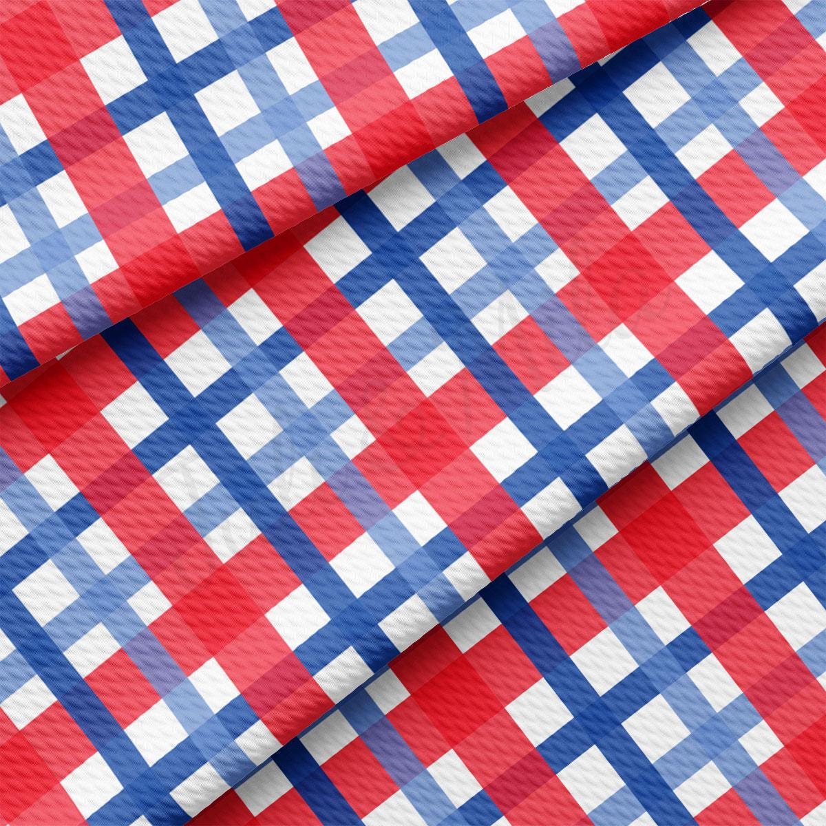 a red, white and blue checkered fabric