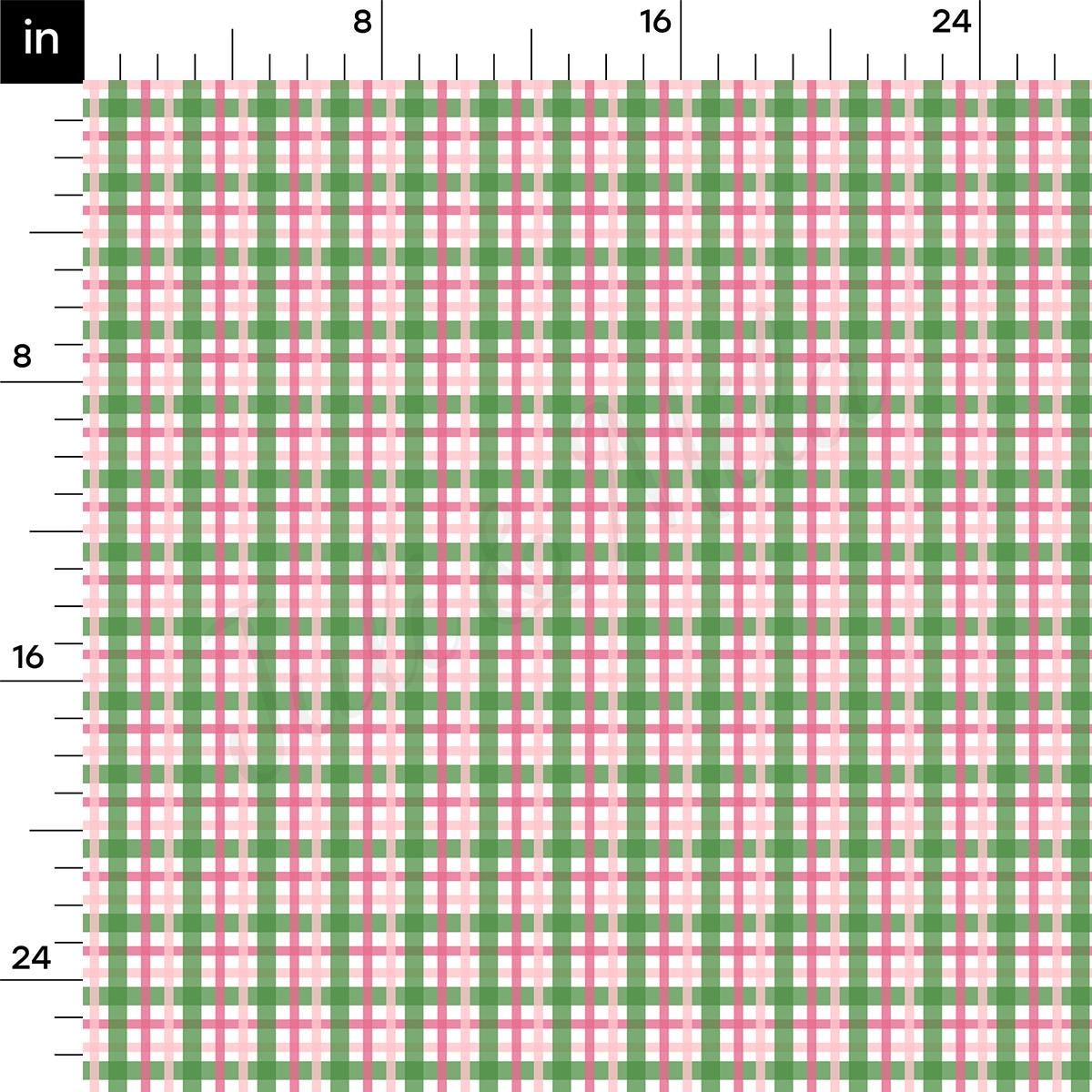 a pink, green and white plaid pattern
