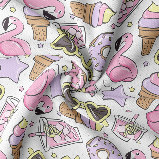 a pattern of ice cream and donuts on a white background
