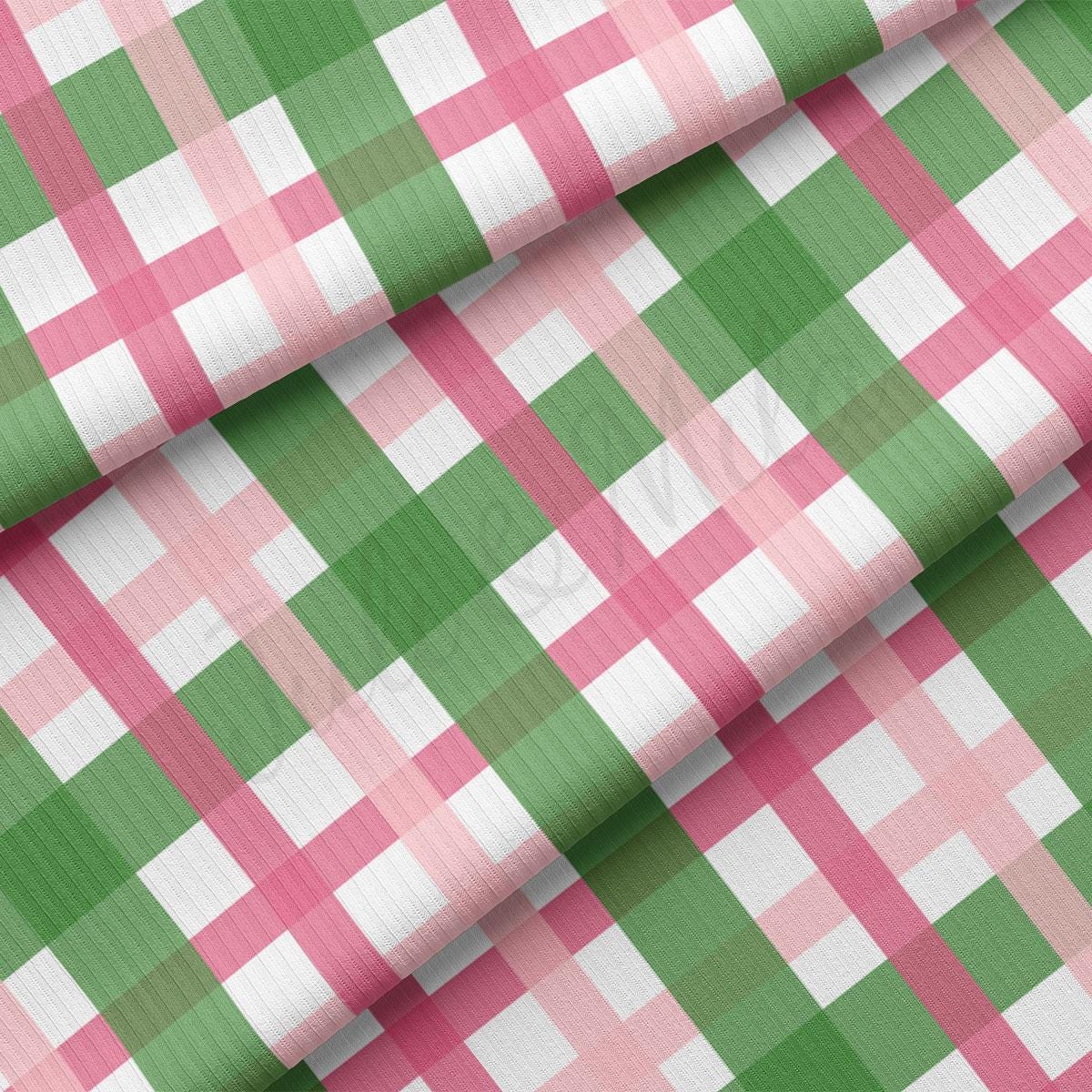 a pink, green and white checkered fabric