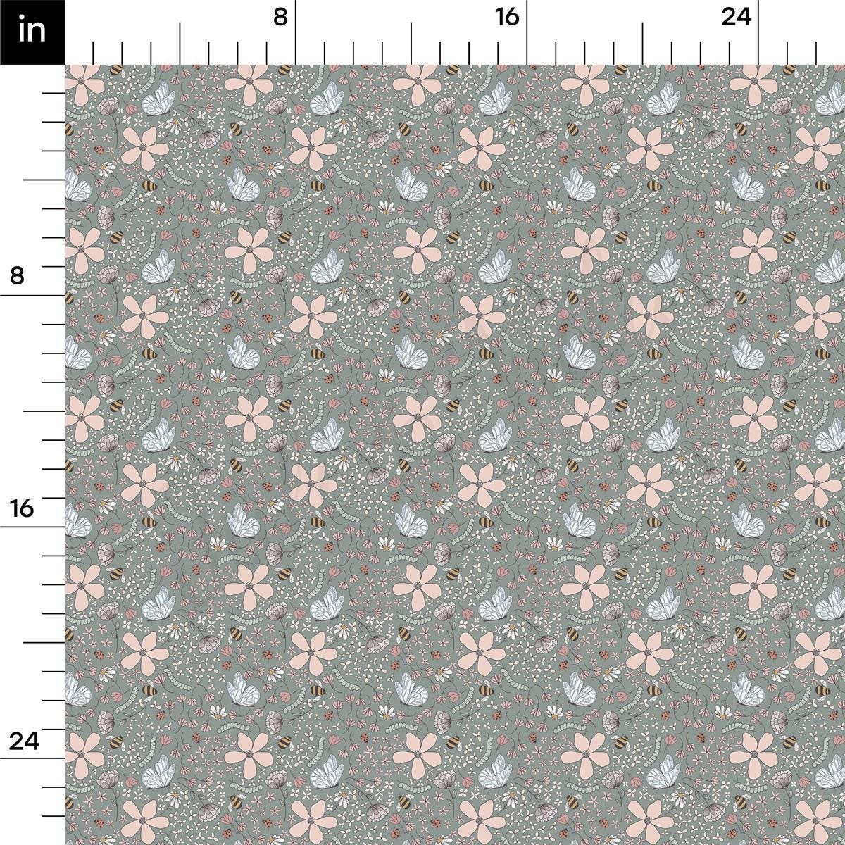 a ruler with a flower pattern on it