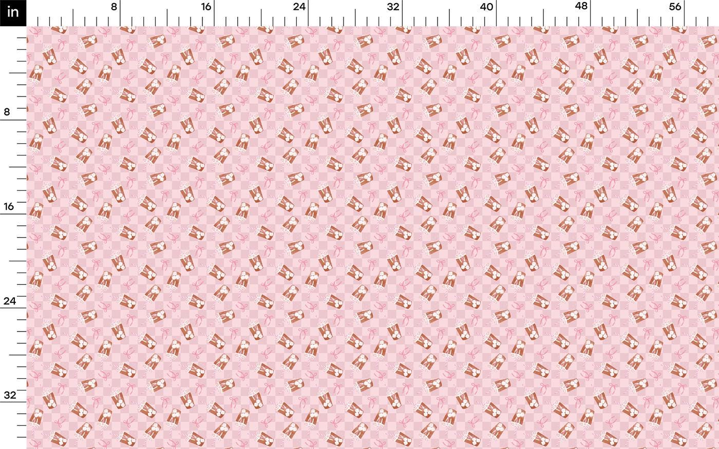 a ruler with a pink pattern on it