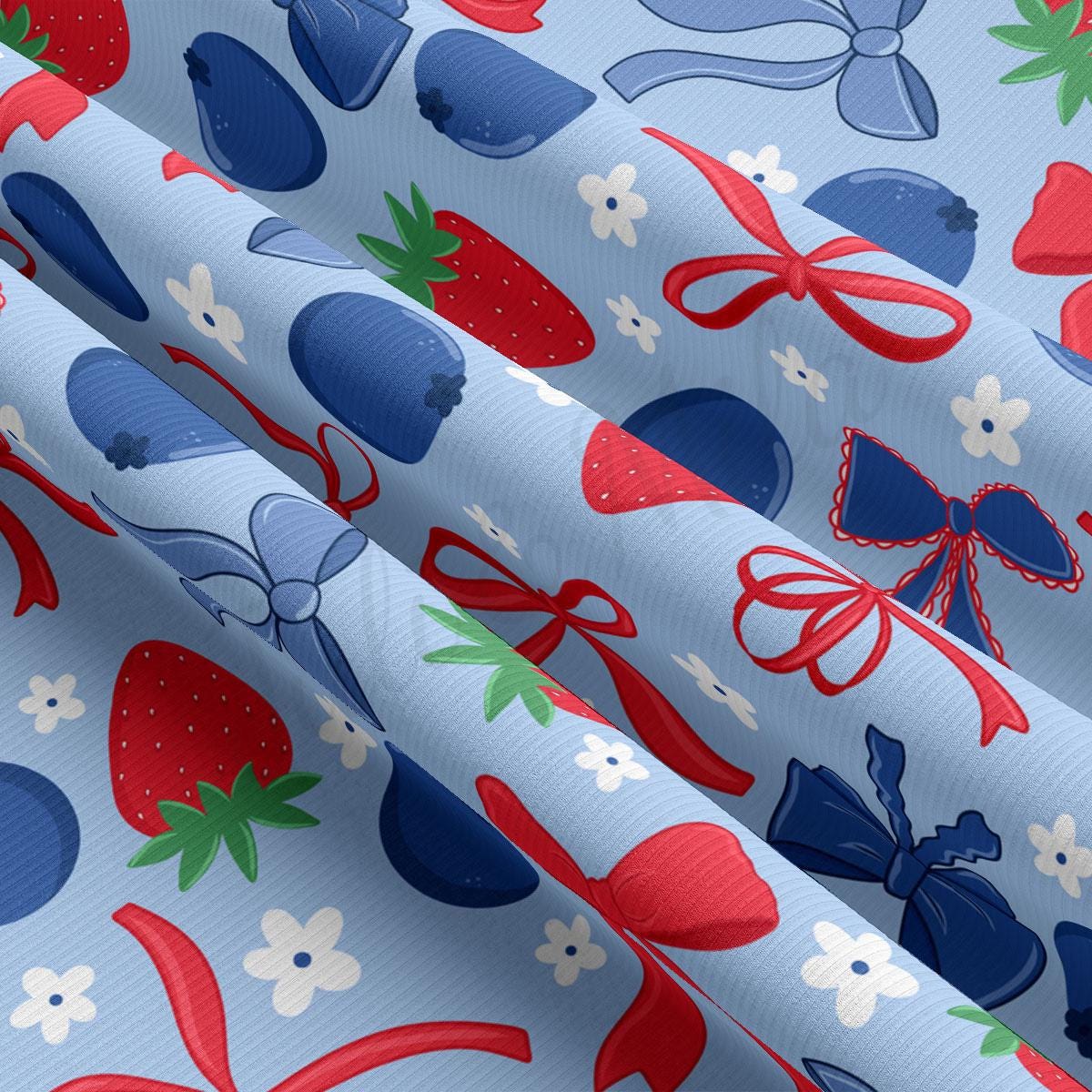 a close up of a pattern of strawberries on a blue background
