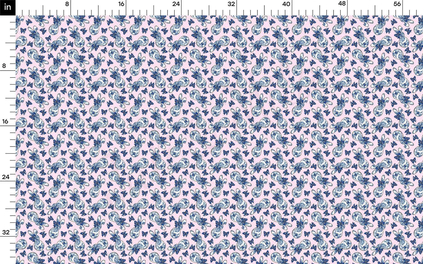 a pink and blue floral pattern on a ruler