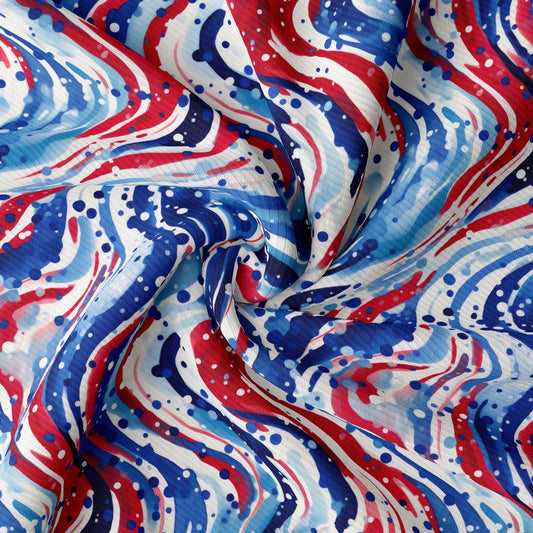 a red, white and blue fabric with red, white, and blue swirls