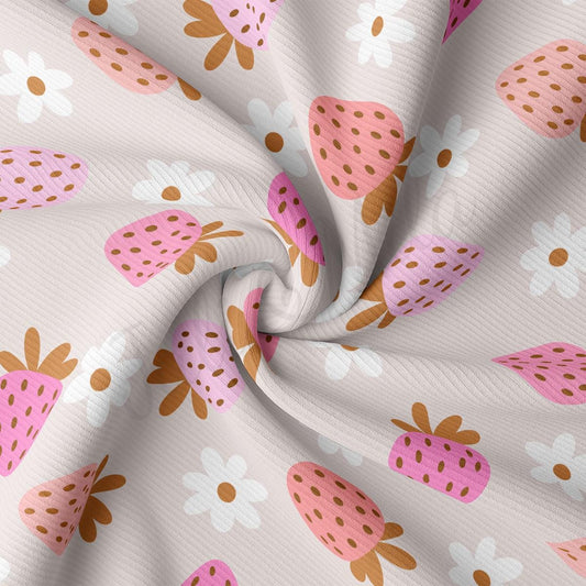 a close up of a fabric with strawberries on it