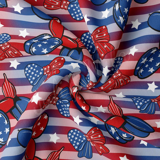 a red, white, and blue american flag print fabric