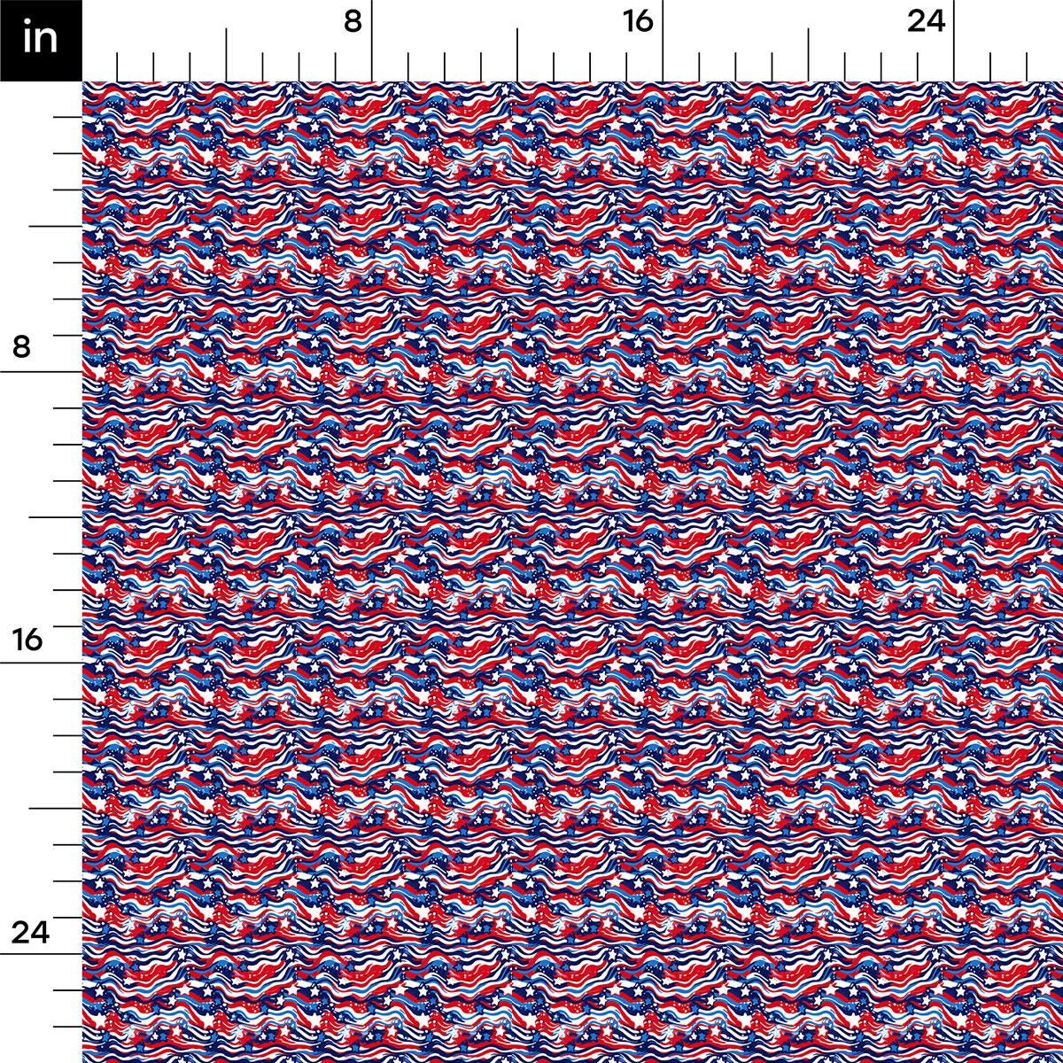 a red, white, and blue pattern on a ruler