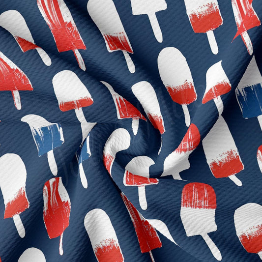 a red, white and blue pattern of ice cream