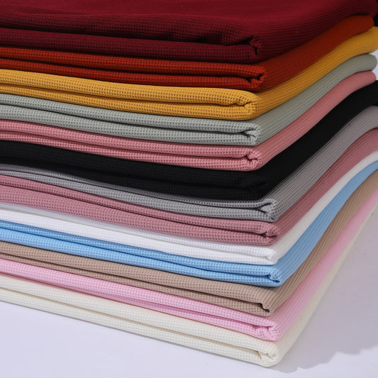 Waffle Fabric by the yard Waffle Knit Stretchy Polyester Spandex 60 inches wide Solid Colors