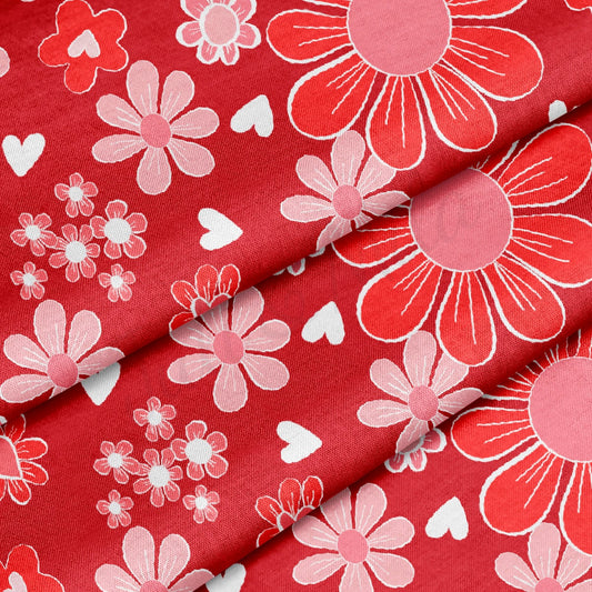 100% Cotton Fabric By the Yard Printed in USA Cotton Sateen - Cotton CTN1248 Valentine's Day