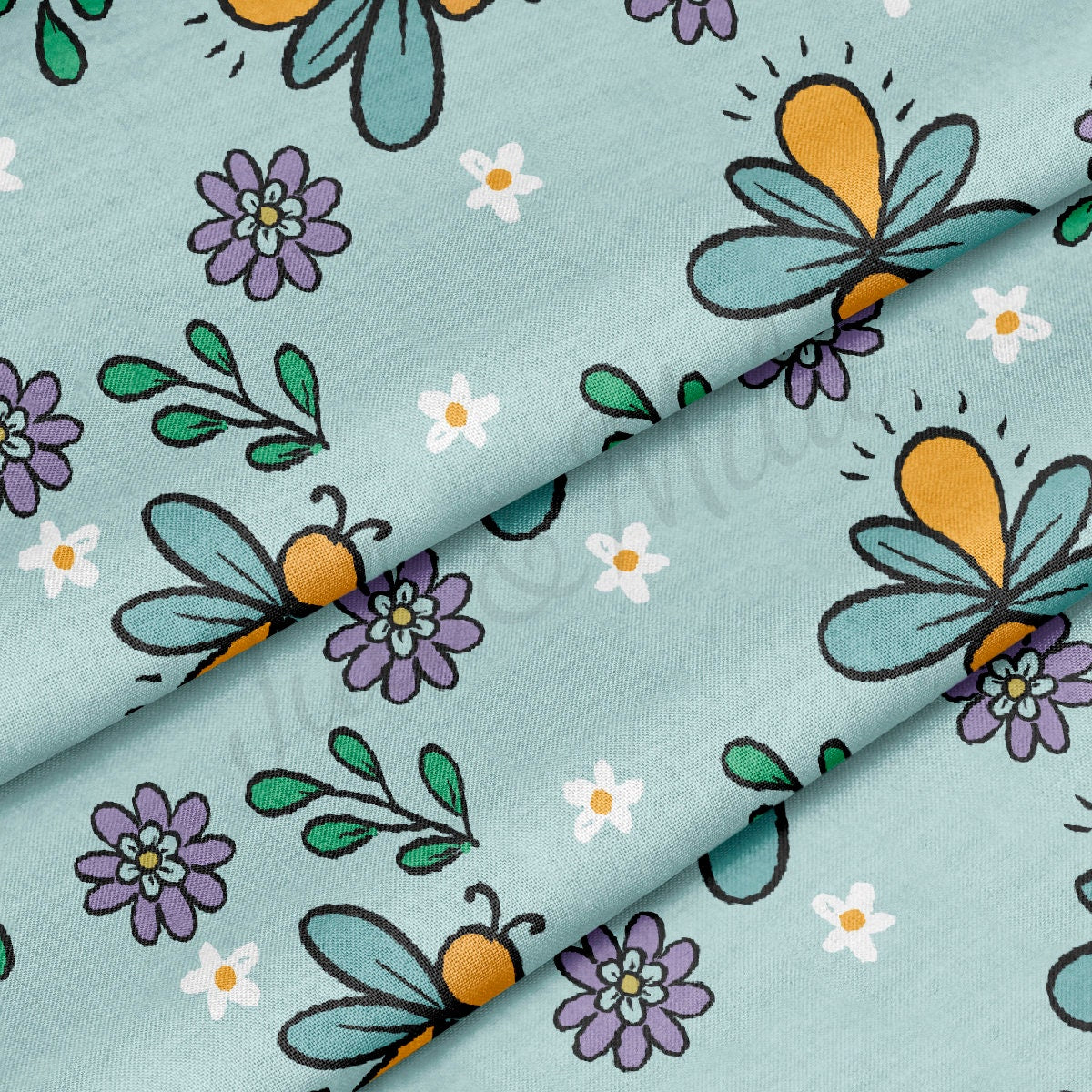 100% Cotton Fabric By the Yard Printed in USA Cotton Sateen - Cotton CTN427