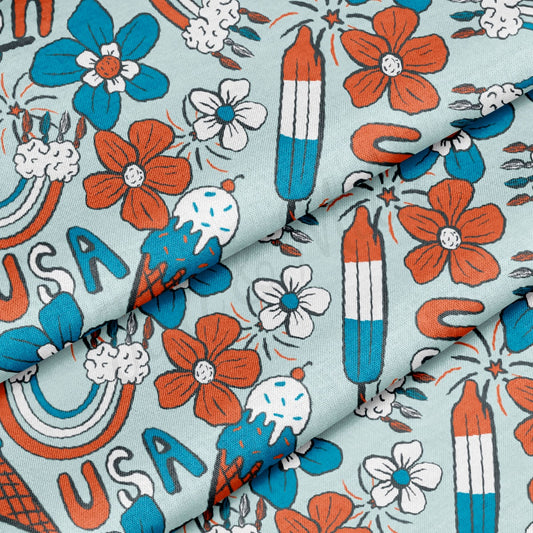 100% Cotton Fabric By the Yard Printed in USA Cotton Sateen - Cotton CTN1227 4th of July Patriotic