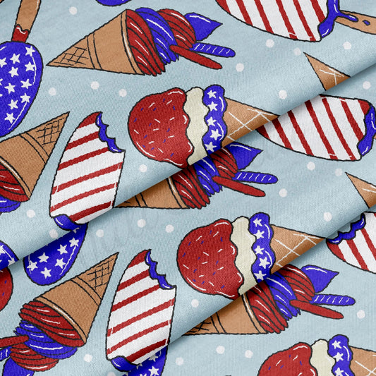 100% Cotton Fabric By the Yard Printed in USA Cotton Sateen - Cotton CTNPT56 4th of July