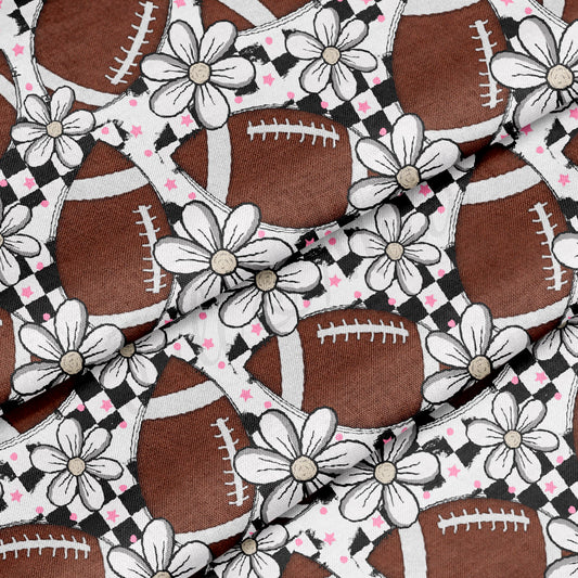 100% Cotton Fabric By the Yard Printed in USA Cotton Sateen - Cotton CTN1362 Football