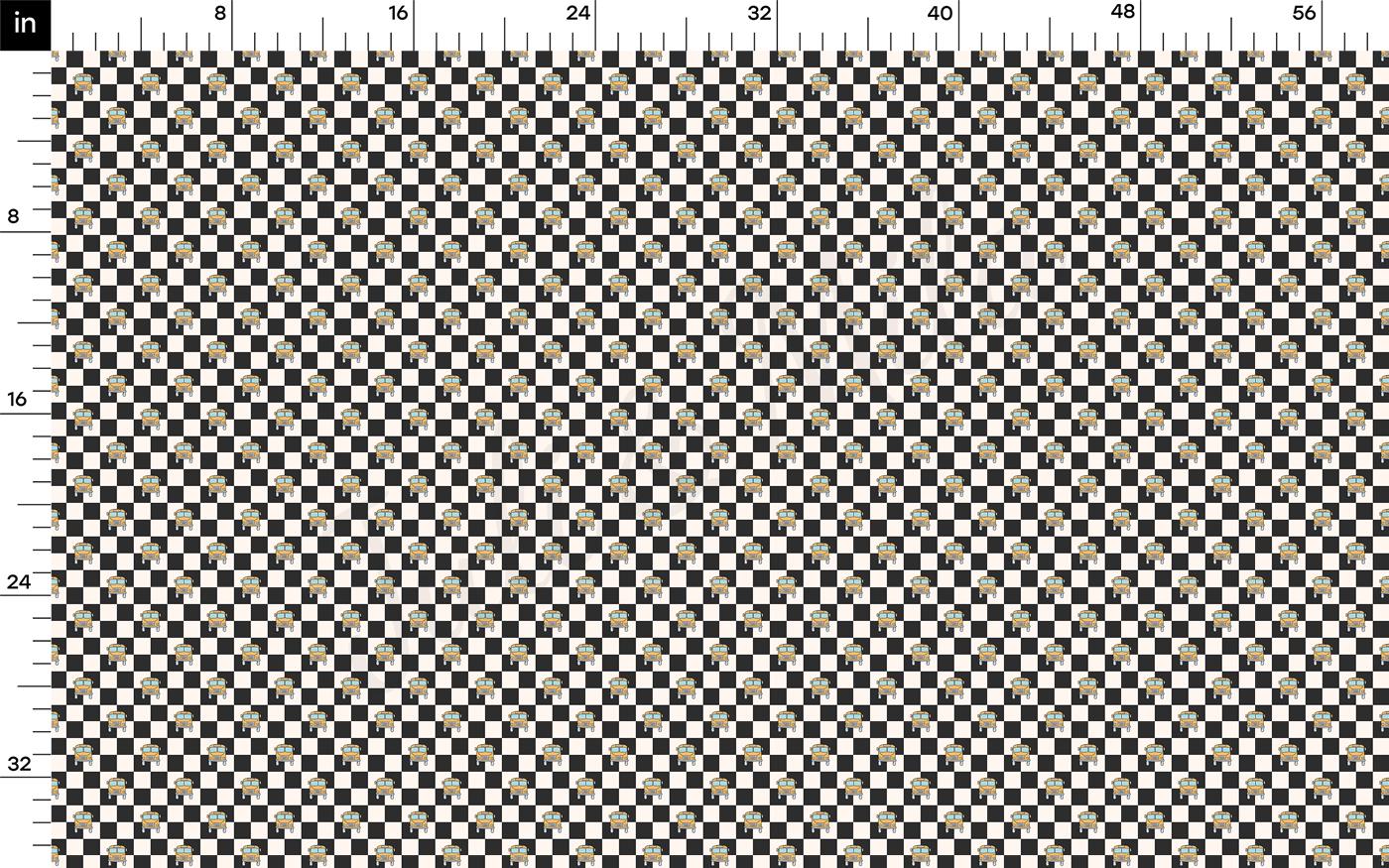 a black and white checkered pattern with a ruler