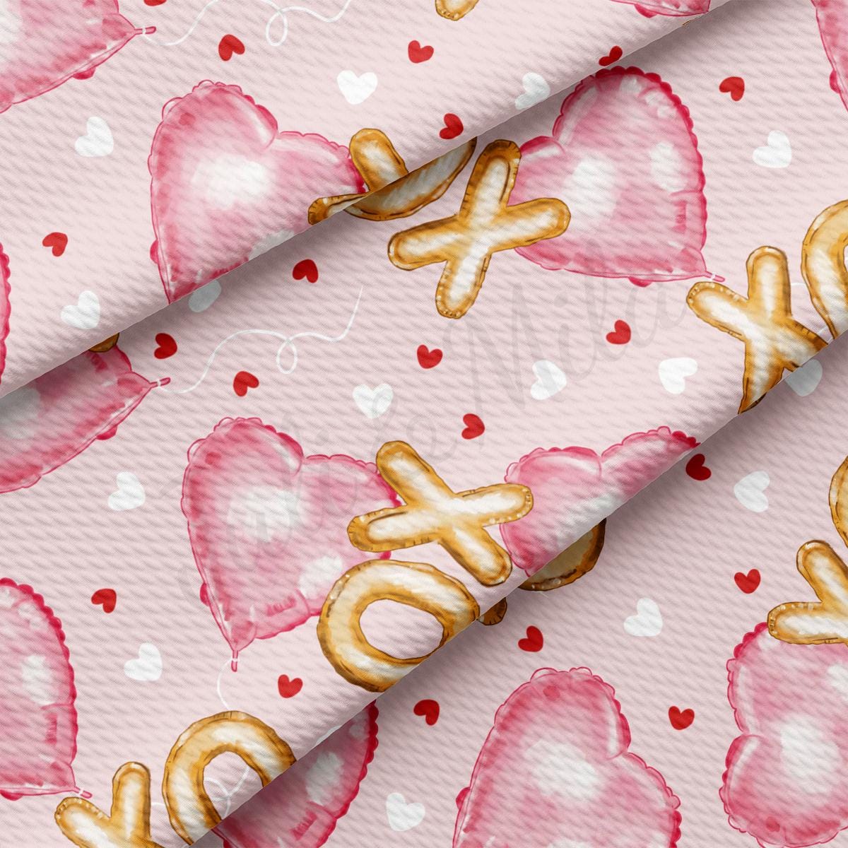 a pink background with hearts and pretzels