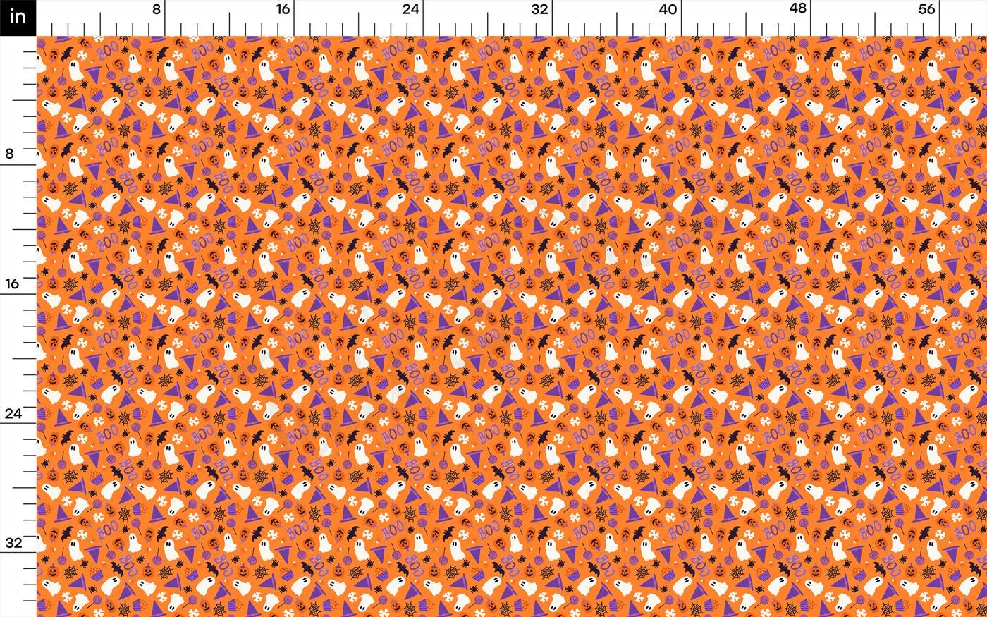 an orange and blue pattern with a ruler