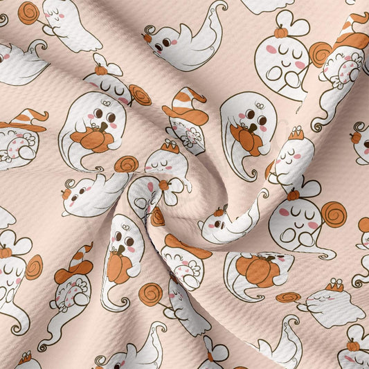 a pink background with white and orange cartoon animals