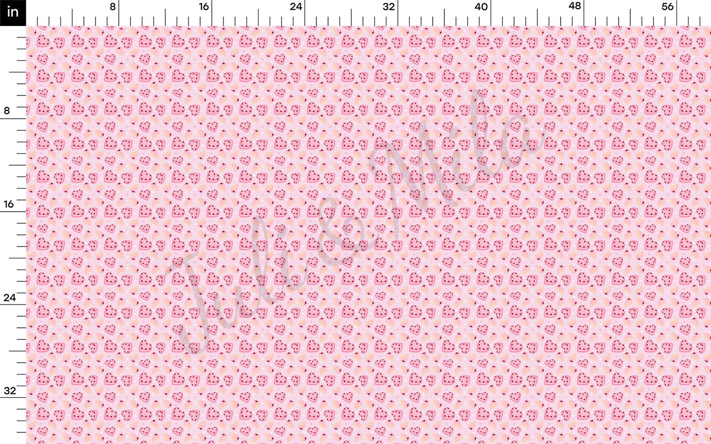 a pink and white background with hearts on it
