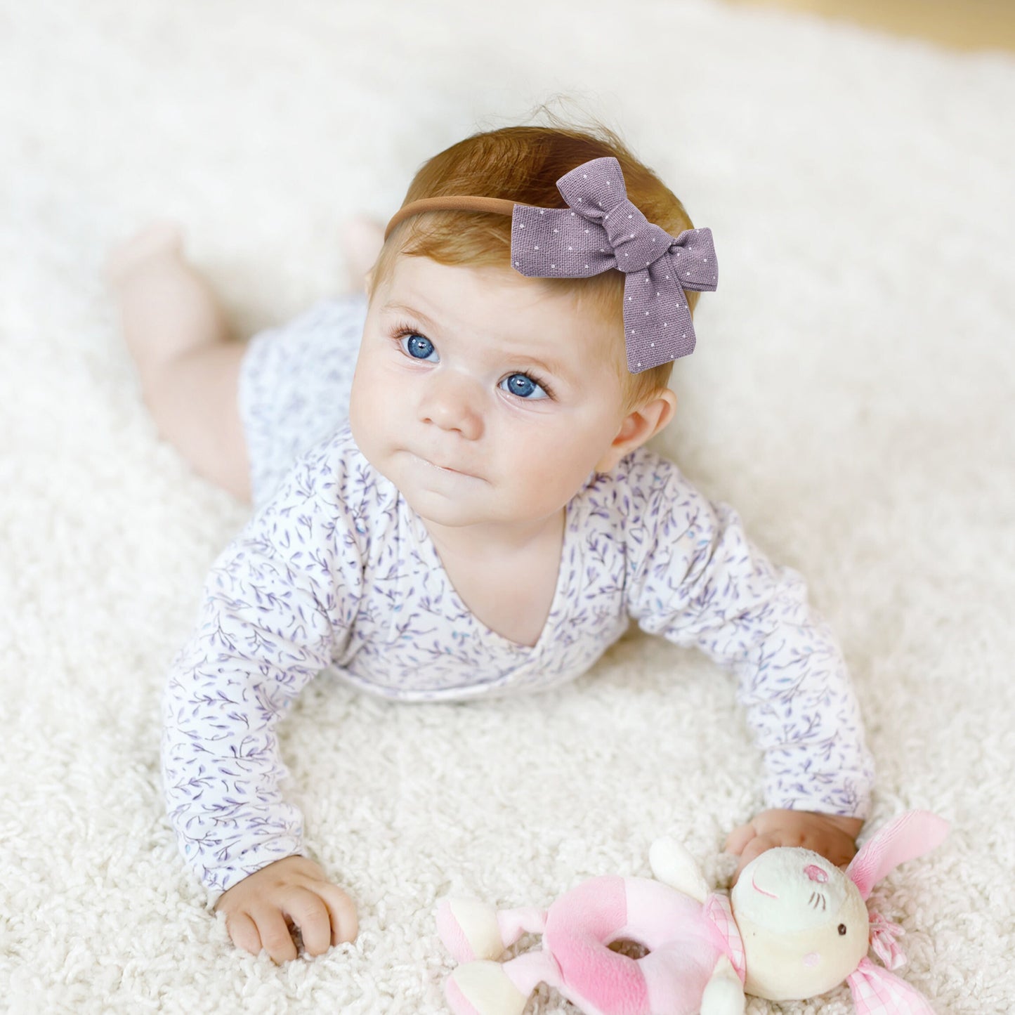 10 Polka Dots Nylon Baby Headbands, Baby Girl Headbands, Newborn baby headbands, Infant Headbands, Baby Bow Headbands: Linen Polka Dot