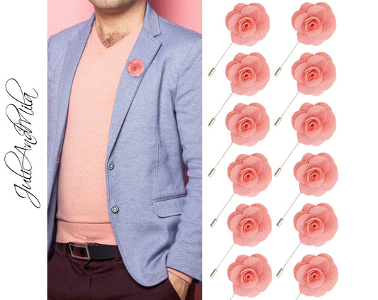 Wedding Boutonniere, Peach Flower Lapel Pin, Lapel Pin, Lapel Pin, Wedding Lapel Pin, Men Lapel Pin, Lapel Flower, Gift, Men's Lapel