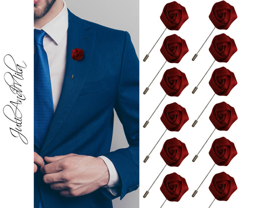 Flower Lapel Pin, Burgundy Lapel Pin, Lapel Pin, Wedding Lapel Pin, Men Lapel Pin, Lapel Flower, Wedding Boutonniere, Gift, Men's Lapel