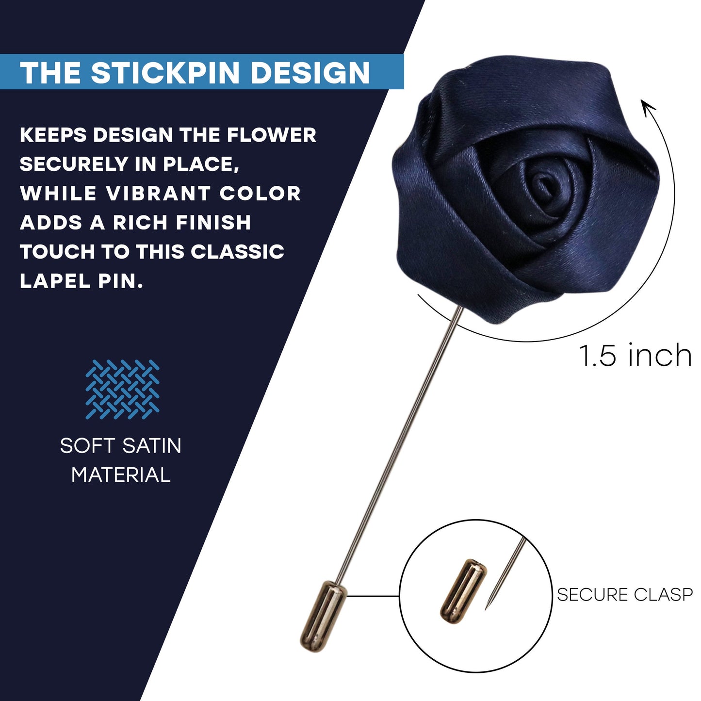 Flower Lapel Pin, Navy Lapel Pin, Lapel Pin, Wedding Lapel Pin, Men Lapel Pin, Lapel Flower, Wedding Boutonniere, Gift, Men's Lapel