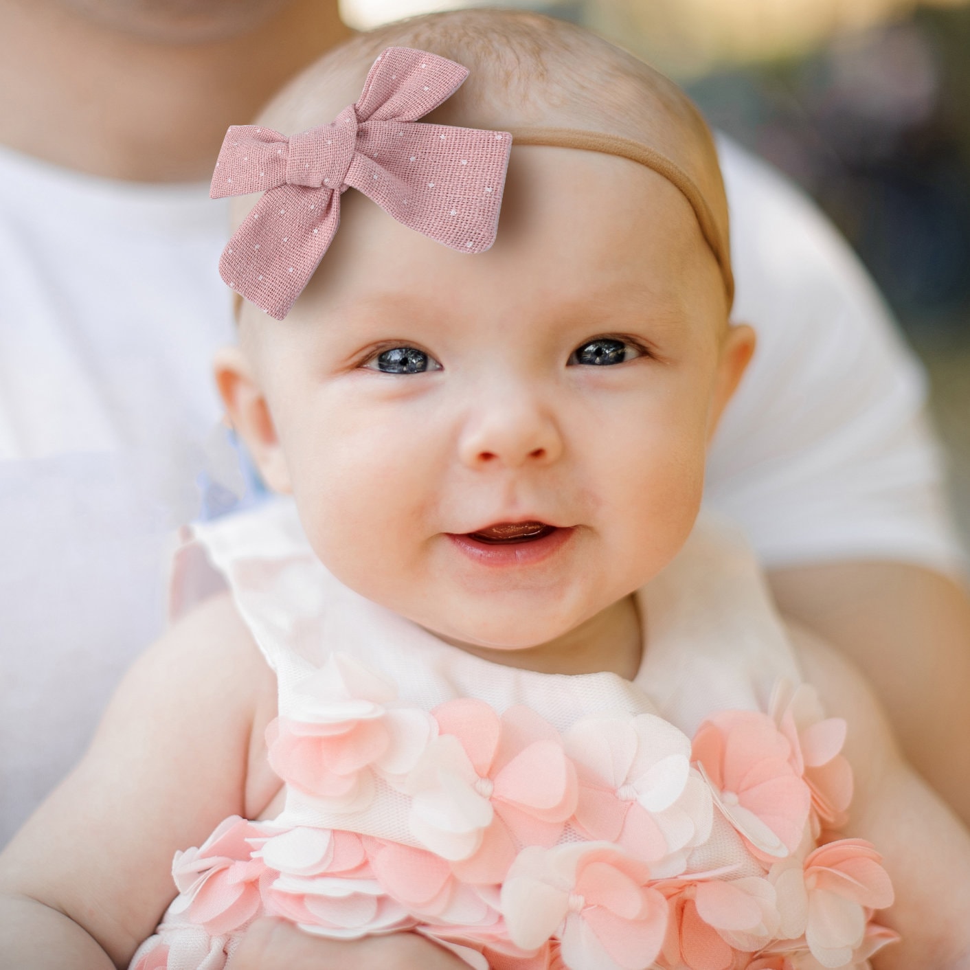 10 Polka Dots Nylon Baby Headbands, Baby Girl Headbands, Newborn baby headbands, Infant Headbands, Baby Bow Headbands: Linen Polka Dot