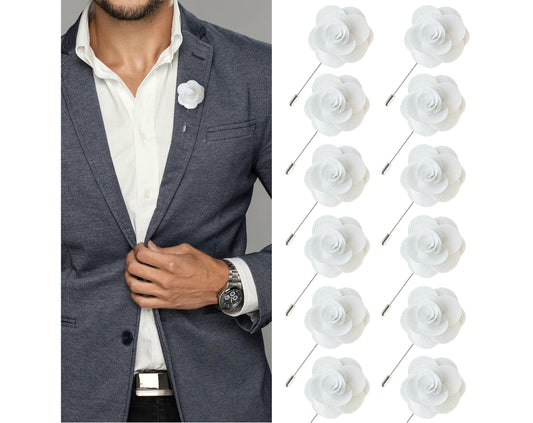 White Flower Lapel Pin, White Lapel Pin, Lapel Pin, Wedding Lapel Pin, Men Lapel Pin, Lapel Flower, Wedding Boutonniere, Gift, Men's Lapel