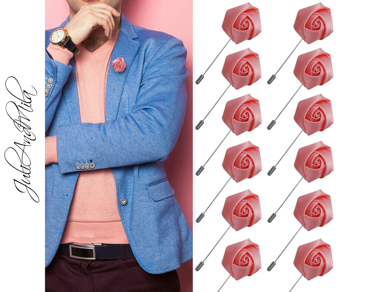 Flower Lapel Pin, Coral Lapel Pin, Lapel Pin, Wedding Lapel Pin, Men Lapel Pin, Lapel Flower, Wedding Boutonniere, Gift, Men's Lapel