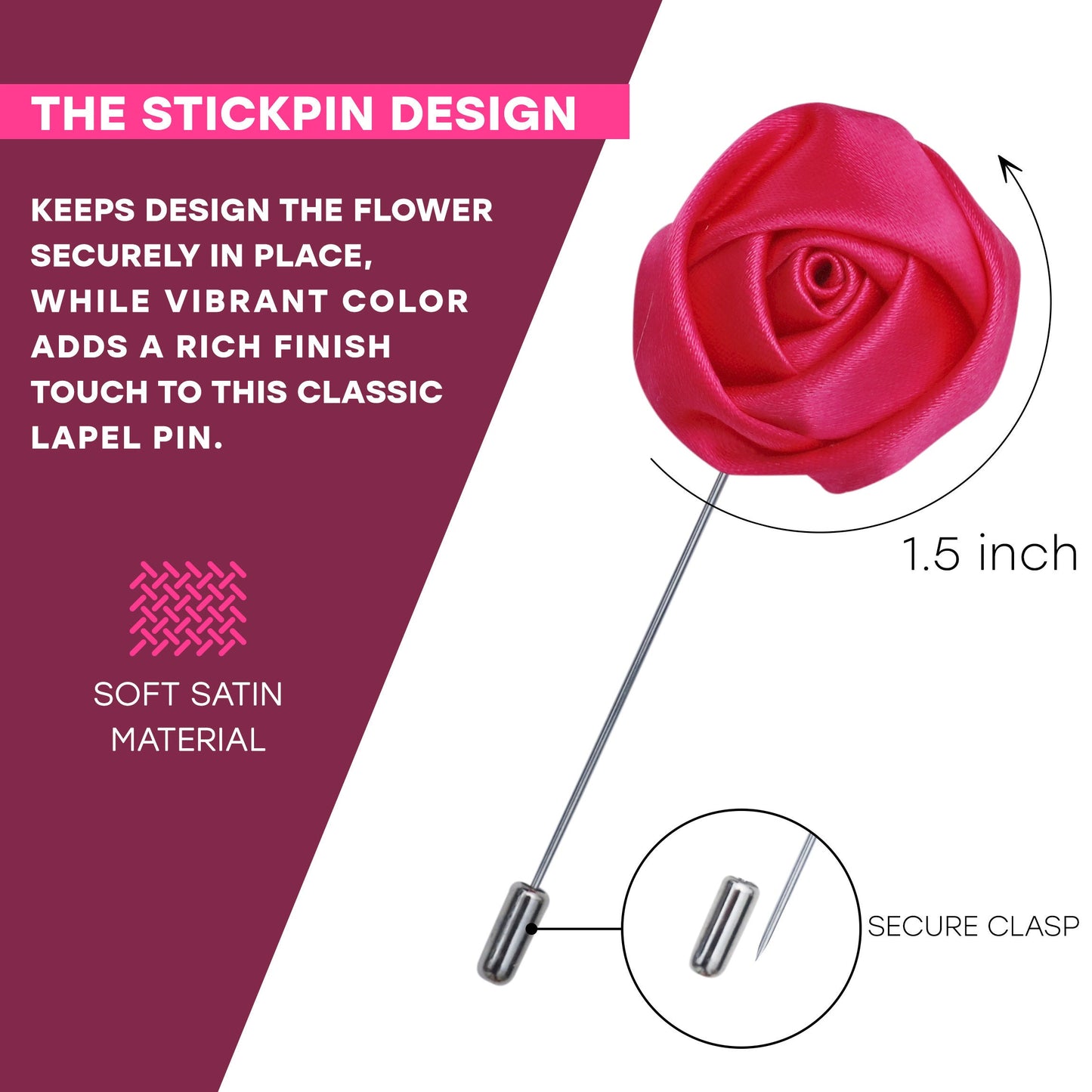 Flower Lapel Pin, Hot Pink Lapel Pin, Lapel Pin, Wedding Lapel Pin, Men Lapel Pin, Lapel Flower, Wedding Boutonniere, Gift, Men's Lapel