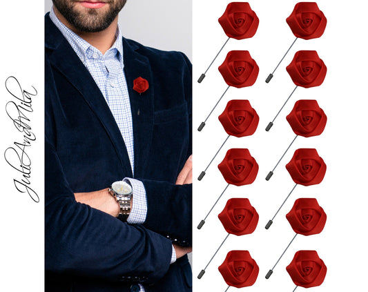Flower Lapel Pin, Red Lapel Pin, Lapel Pin, Wedding Lapel Pin, Men Lapel Pin, Lapel Flower, Wedding Boutonniere, Gift, Men's Lapel