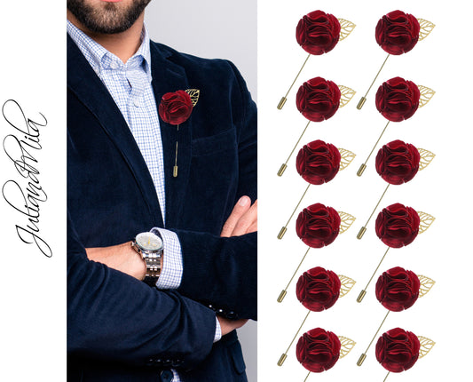 Flower Lapel Pin, Burgundy Lapel Pin, Lapel Pin, Wedding Lapel Pin, Men Lapel Pin, Lapel Flower, Wedding Boutonniere, Gift, Men's Lapel
