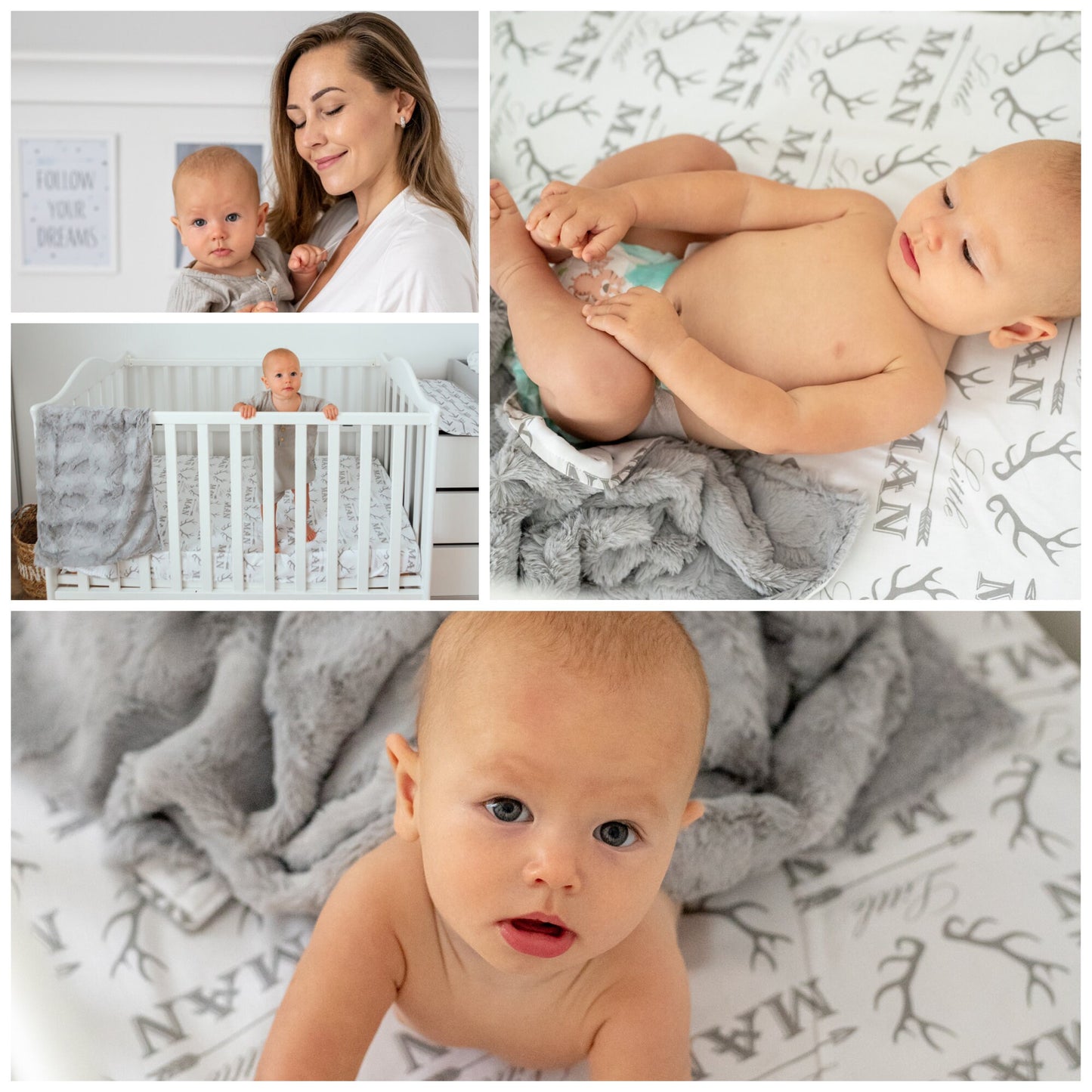 JLIKA Baby Blankets for Boys - Swaddle Newborn Receiving Minky Blanket Boy (Little Man), Blankets for boys