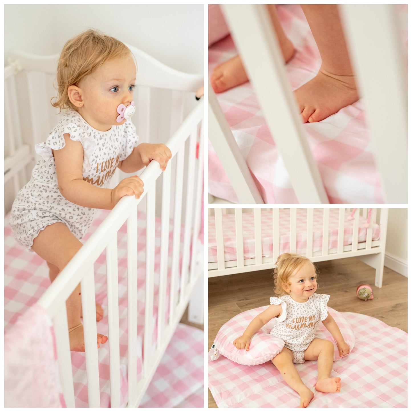Changing Pad Cover Girl, 100% Cotton, Baby Changing Table Covers for Girls, Farmhouse Nursery Decor Pink Gingham Plaid Squares