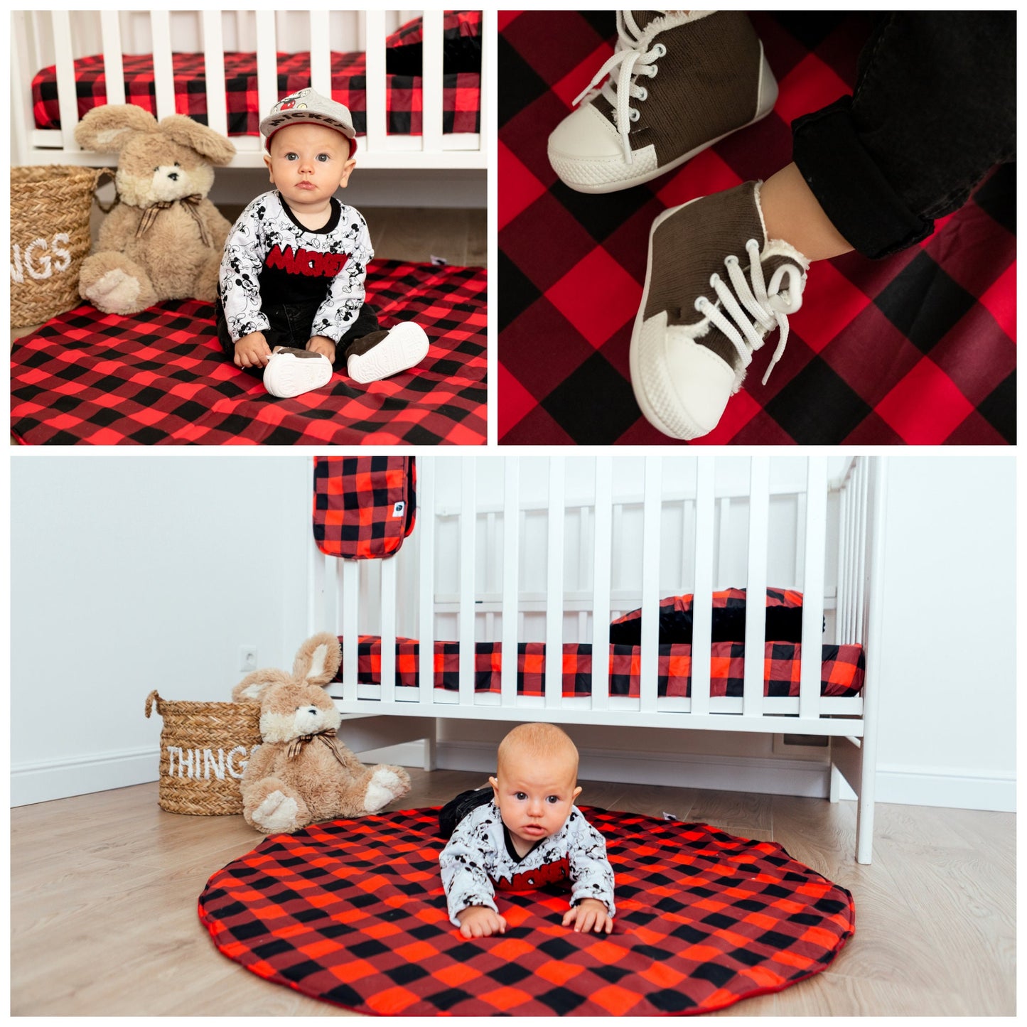 Nursing Pillow Cover,100%Cotton,Slipcover Minky Boy Girl-Woodland Nursery Decor for Baby Boys and Girls Pillow Cover Red Plaid Squares Cabin