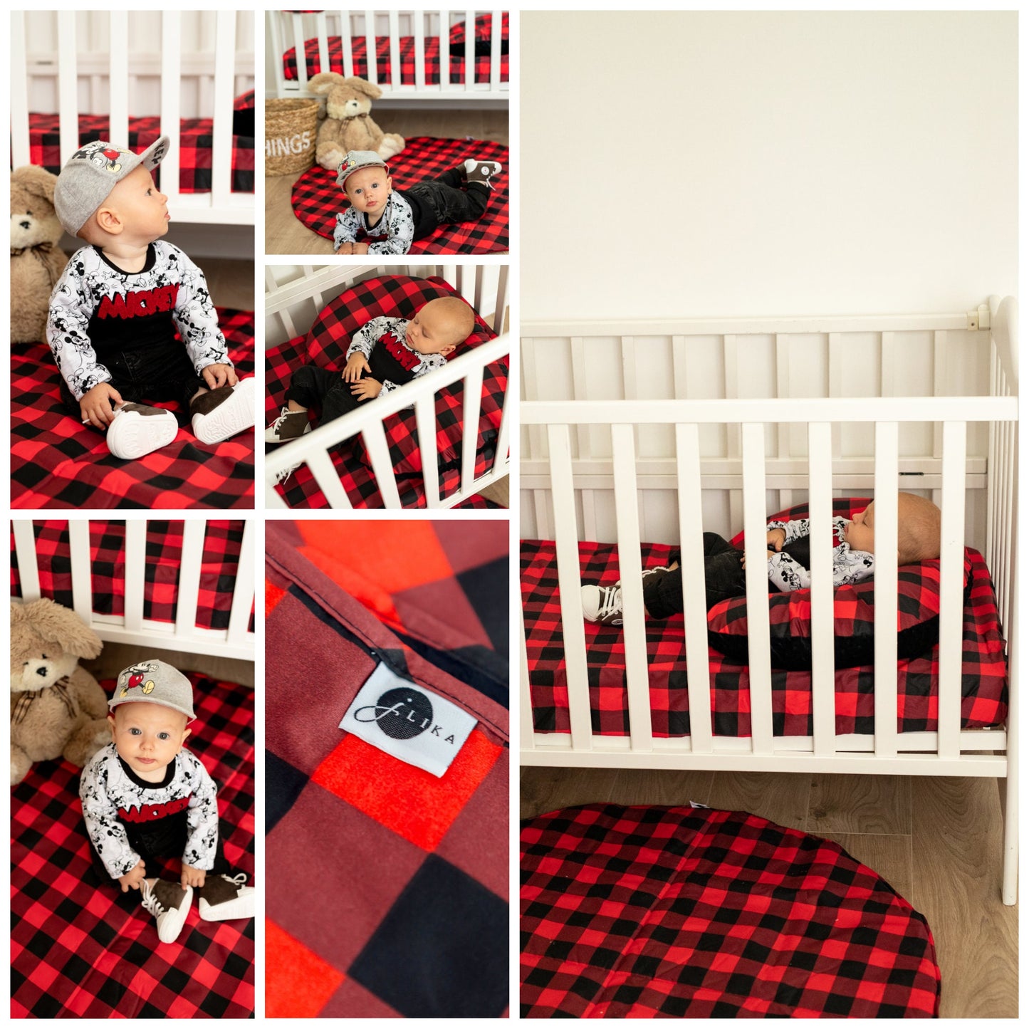 Nursing Pillow Cover,100%Cotton,Slipcover Minky Boy Girl-Woodland Nursery Decor for Baby Boys and Girls Pillow Cover Red Plaid Squares Cabin