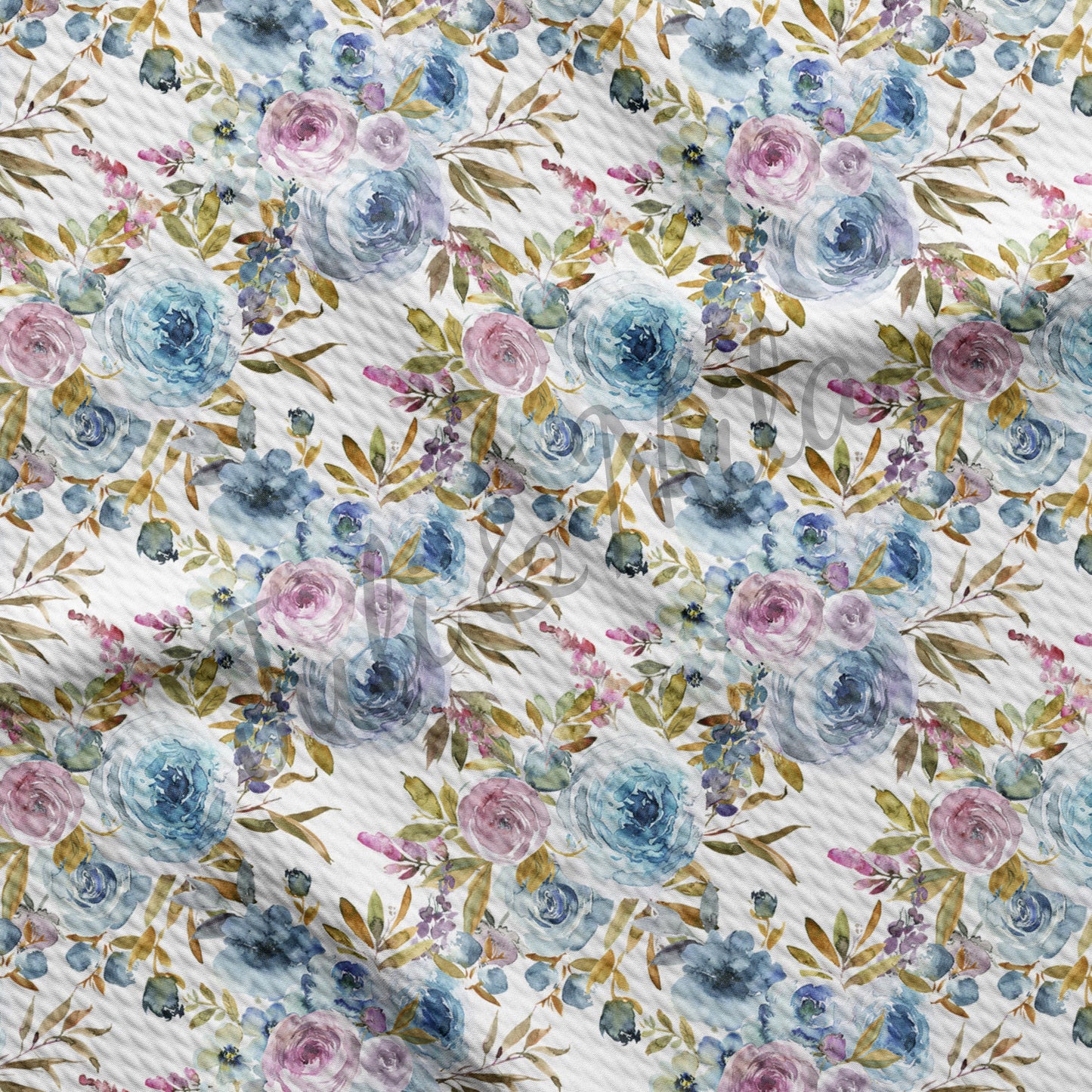 Floral Bullet Fabric Blue Roses (F37)