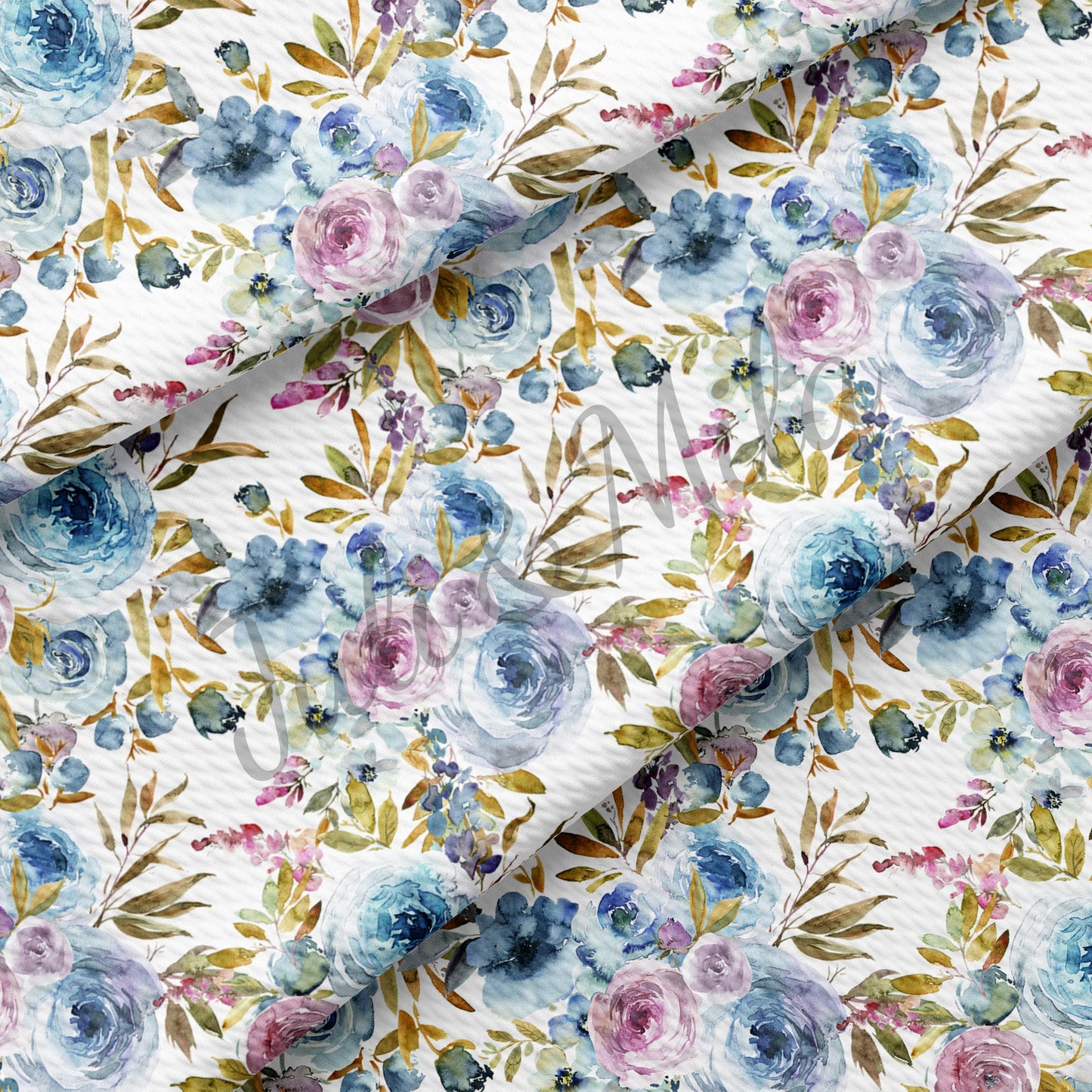 Floral Bullet Fabric Blue Roses (F37)