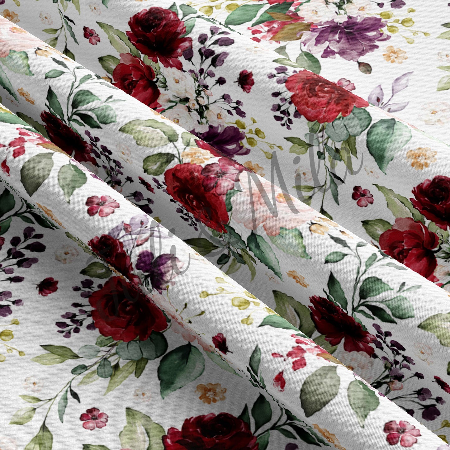 Bullet Textured Fabric Red roses(F43)