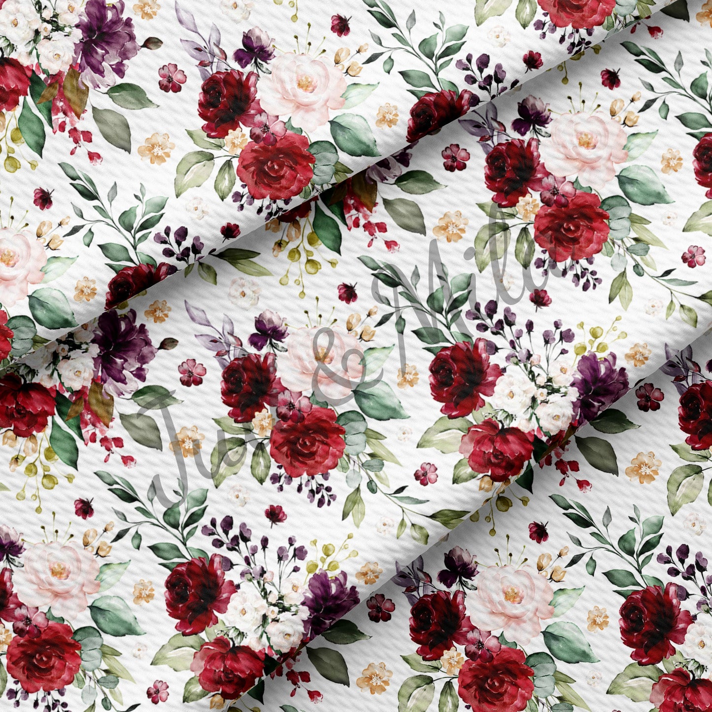 Bullet Textured Fabric Red roses(F43)